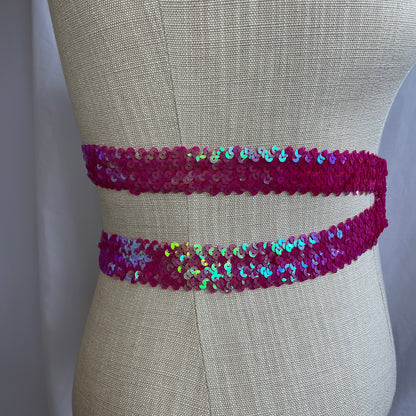 Crystal-Embellished Heart Sequin Stretch Belt