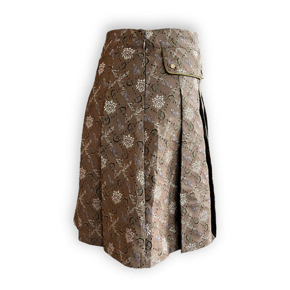 Lunar Lion Brocade Pleated Tennis Skirt