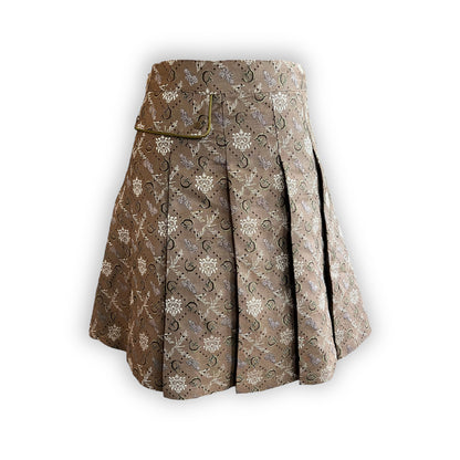 Lunar Lion Brocade Pleated Tennis Skirt